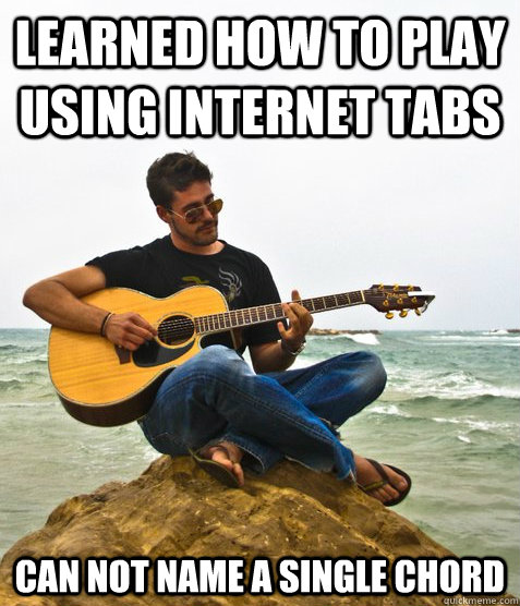 Learned how to play using internet tabs can not name a single chord  Douchebag Guitarist