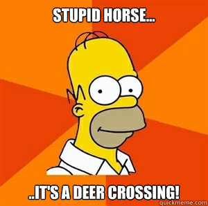 stupid horse... ..it's a deer crossing!  Advice Homer