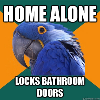 Home Alone Locks bathroom doors  - Home Alone Locks bathroom doors   Paranoid Parrot