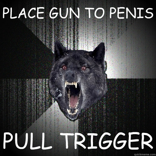 PLACE GUN TO PENIS PULL TRIGGER  Insanity Wolf