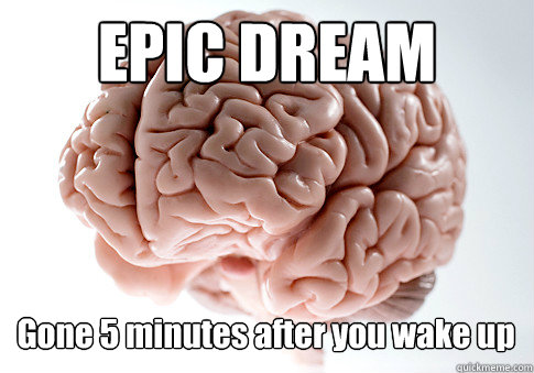 EPIC DREAM Gone 5 minutes after you wake up  - EPIC DREAM Gone 5 minutes after you wake up   Scumbag Brain