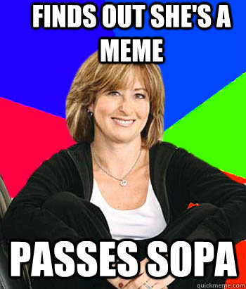 finds out she's a meme passes Sopa  Sheltering Suburban Mom