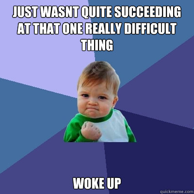 just wasnt quite succeeding at that one really difficult thing woke up  Success Kid