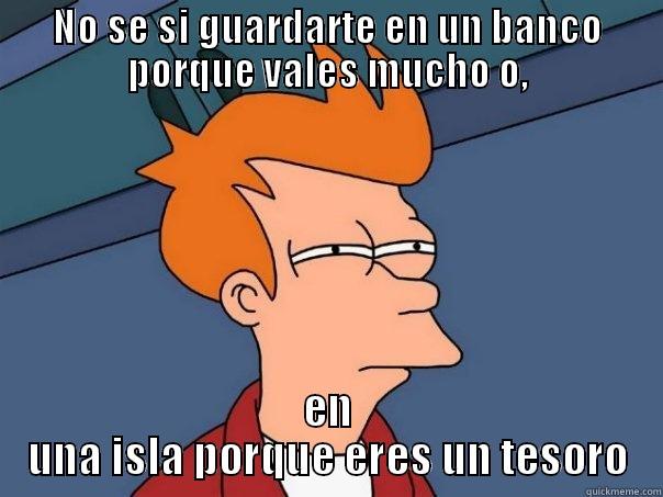 NO SE SI GUARDARTE EN UN BANCO PORQUE VALES MUCHO O, EN UNA ISLA PORQUE ERES UN TESORO Futurama Fry