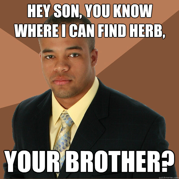 Hey son, you know where I can find herb, your brother?  Successful Black Man