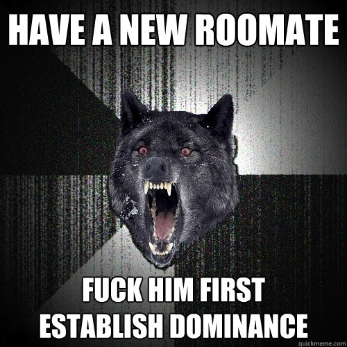 have a new roomate fuck him first      establish dominance  Insanity Wolf