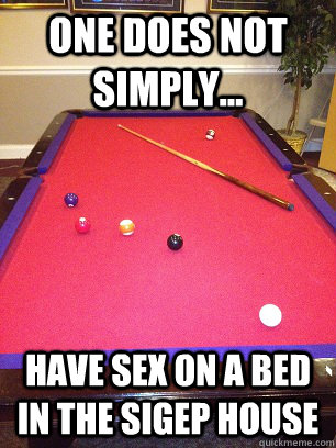 One Does Not Simply... Have sex on a bed in the SigEp house  Pool