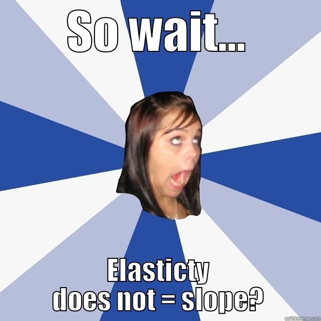 economics project meme - SO WAIT... ELASTICITY DOES NOT = SLOPE? Annoying Facebook Girl