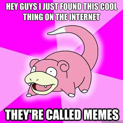 Hey guys I just found this cool thing on the internet They're called memes  Slowpoke