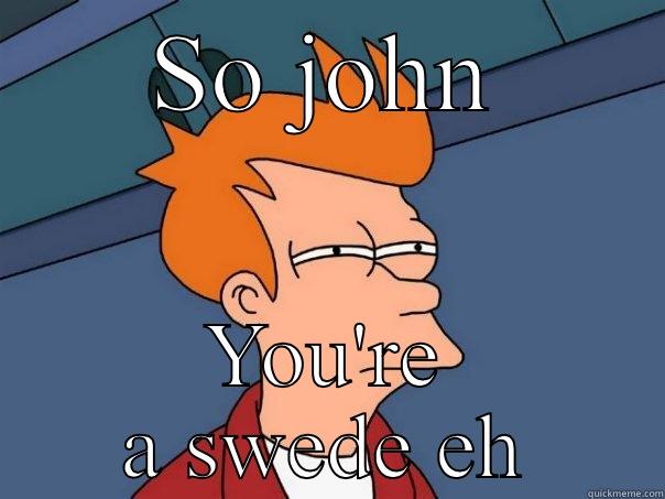 SO JOHN YOU'RE A SWEDE EH Futurama Fry