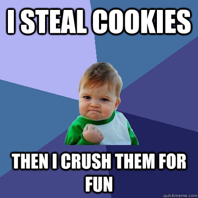 I steal cookies then i crush them for fun - I steal cookies then i crush them for fun  Success Kid