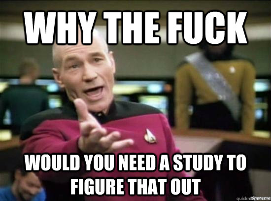 Why the fuck would you need a study to figure that out  Annoyed Picard HD