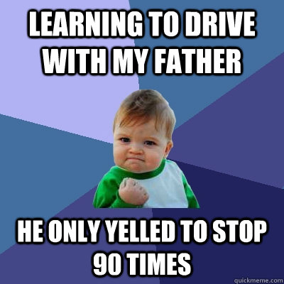 Learning to drive with my father He only yelled to stop 90 times  Success Kid