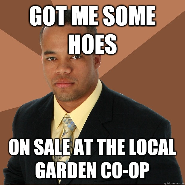 Got me some hoes On sale at the local garden co-op - Got me some hoes On sale at the local garden co-op  Successful Black Man