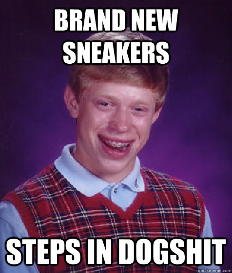 BRAND NEW SNEAKERS STEPS IN DOGSHIT  Bad Luck Brian