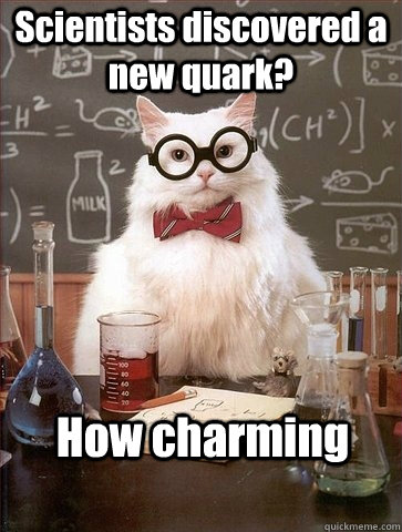 Scientists discovered a new quark?  How charming  Chemistry Cat