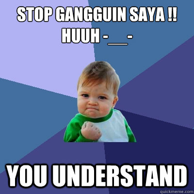 Stop gangguin saya !! huuh -__- You Understand  Success Kid