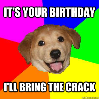 it's your birthday i'll bring the crack  Advice Dog