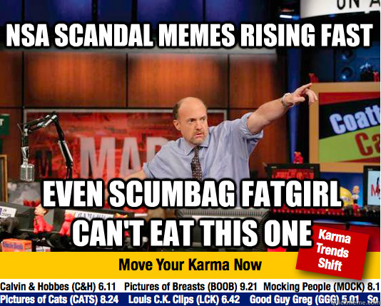 NSA scandal memes rising fast Even Scumbag Fatgirl can't eat this one  Mad Karma with Jim Cramer