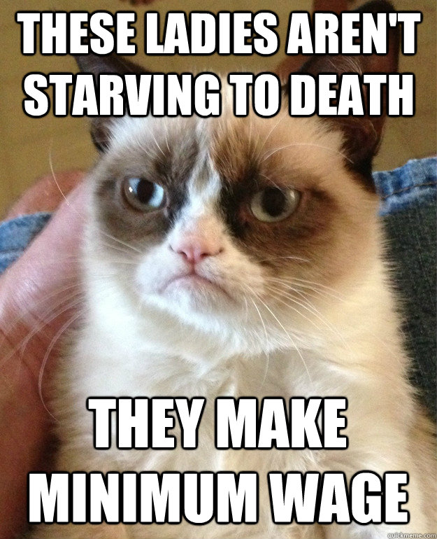 These ladies aren't starving to death They make minimum wage  Grumpy Cat