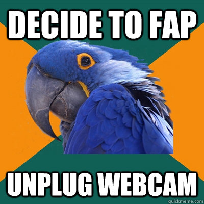 Decide to fap Unplug webcam  Paranoid Parrot