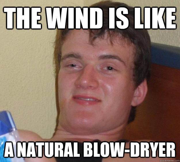 The wind is like a natural blow-dryer  10 Guy