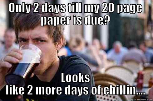 ONLY 2 DAYS TILL MY 20 PAGE PAPER IS DUE? LOOKS LIKE 2 MORE DAYS OF CHILLIN.... Lazy College Senior