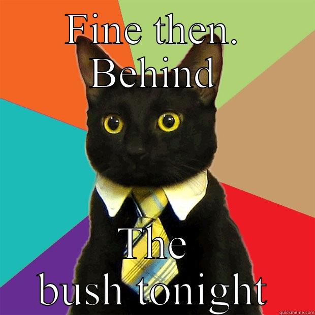 FINE THEN. BEHIND THE BUSH TONIGHT Business Cat