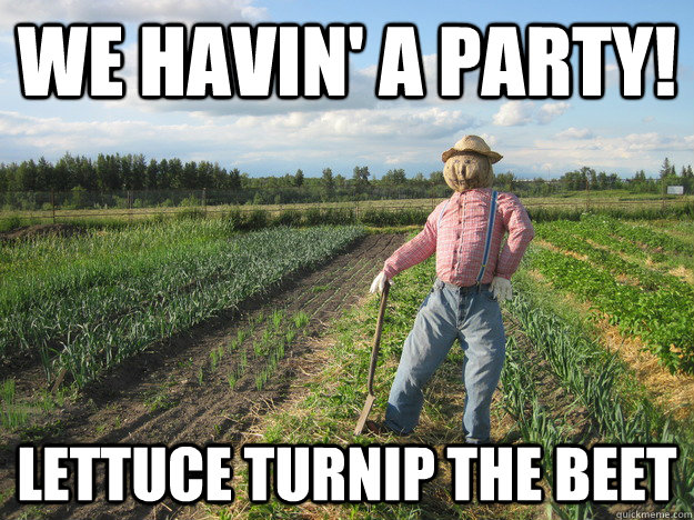 We havin' a party! Lettuce turnip The beet  Scarecrow