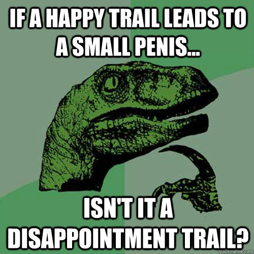 if a happy trail leads to a small penis... isn't it a disappointment trail?  Philosoraptor