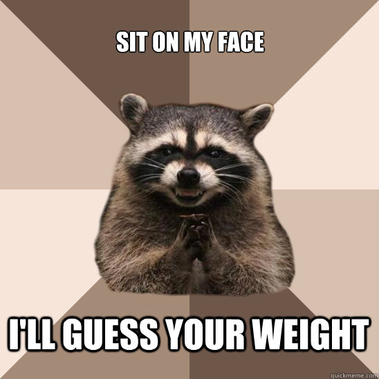 Sit on my face I'll Guess your weight - Sit on my face I'll Guess your weight  Evil Plotting Raccoon