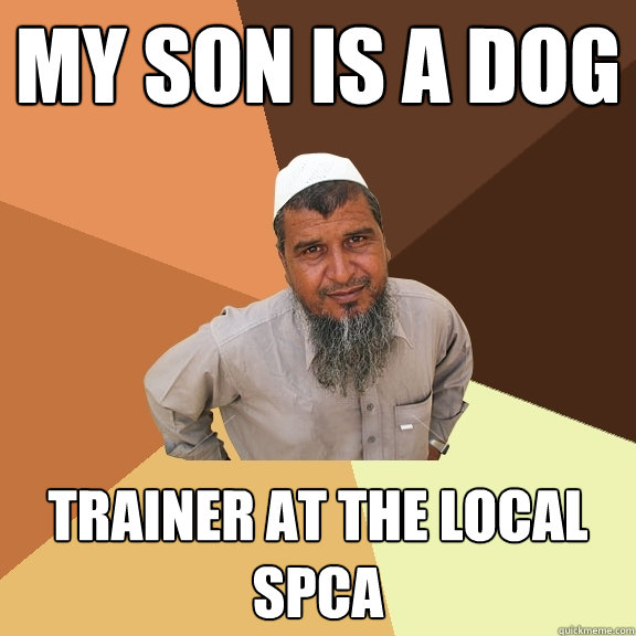 My son is a dog trainer at the local SPCA - My son is a dog trainer at the local SPCA  Ordinary Muslim Man