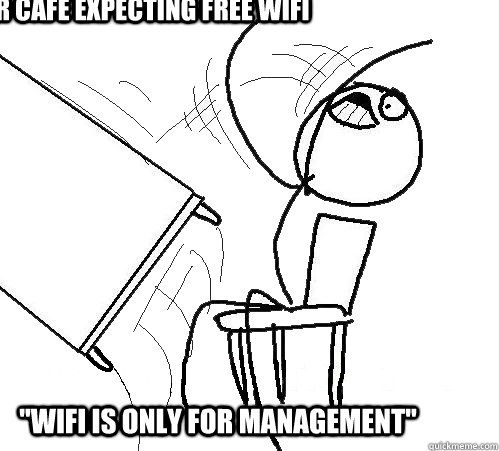 Enter cafe expecting free WiFi 