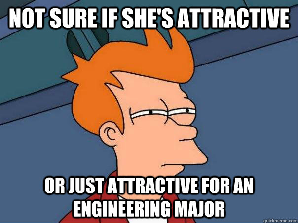 Not sure if she's attractive or just attractive for an engineering major - Not sure if she's attractive or just attractive for an engineering major  Futurama Fry