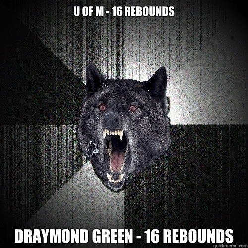 u of m - 16 rebounds draymond green - 16 rebounds  Insanity Wolf