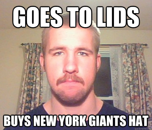 goes to lids buys new york giants hat  Normal guy