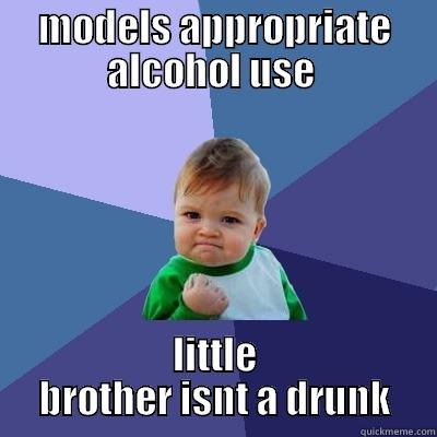 MODELS APPROPRIATE ALCOHOL USE  LITTLE BROTHER ISNT A DRUNK Success Kid