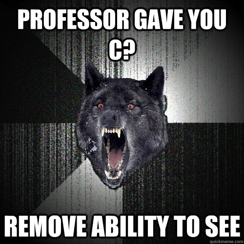 Professor gave you C? Remove ability to see  Insanity Wolf