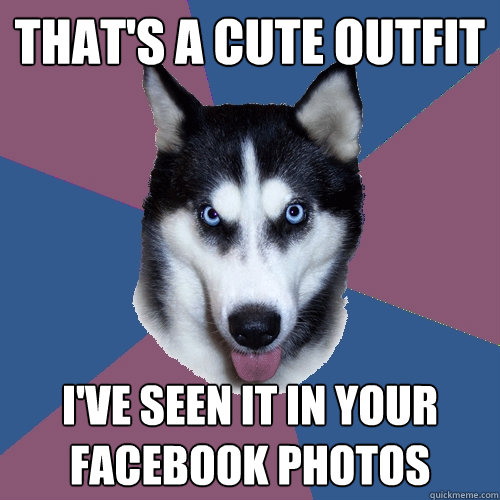 That's a cute outfit I've seen it in your facebook photos  Creeper Canine