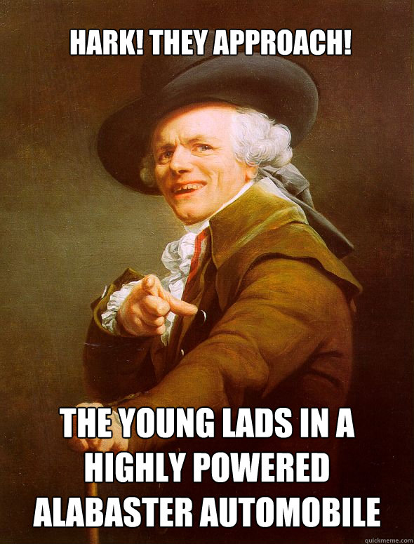 Hark! They approach! The young lads in a highly powered alabaster automobile - Hark! They approach! The young lads in a highly powered alabaster automobile  Joseph Ducreux