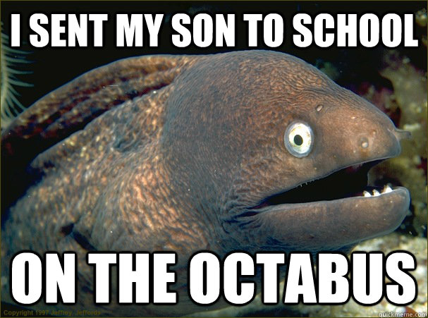 I sent my son to school on the octabus  Bad Joke Eel