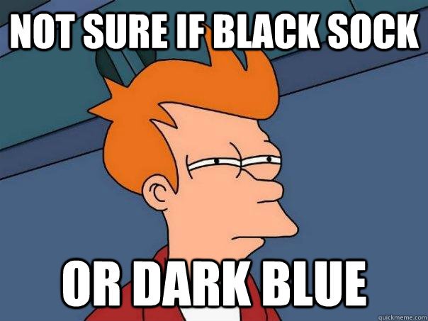 not sure if black sock or dark blue  Futurama Fry