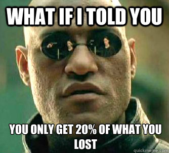 What if I told you YOU ONLY GET 20% OF WHAT YOU LOST  What if I told you