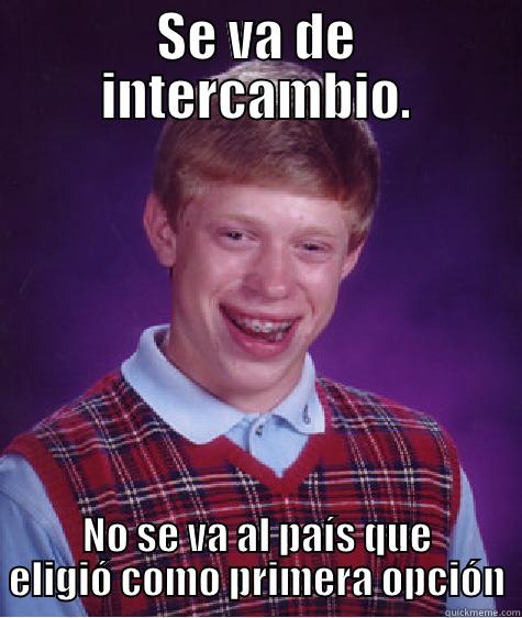 SE VA DE INTERCAMBIO. NO SE VA AL PAÍS QUE ELIGIÓ COMO PRIMERA OPCIÓN Bad Luck Brian