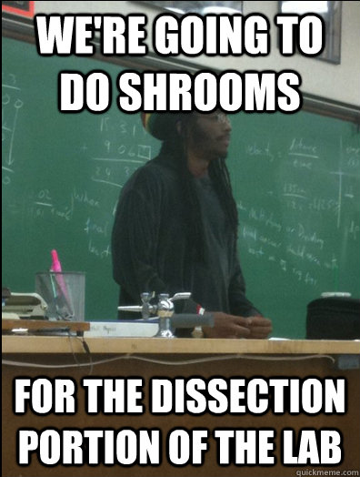 We're going to do shrooms for the dissection portion of the lab  Rasta Science Teacher