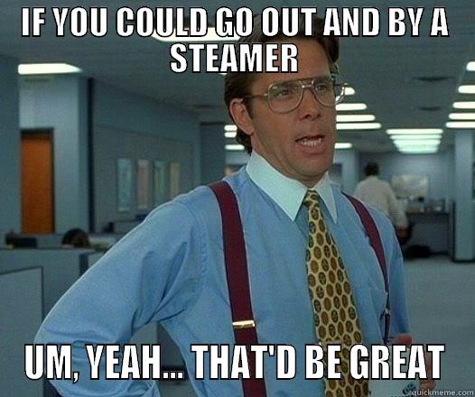 IF YOU COULD GO OUT AND BY A STEAMER UM, YEAH... THAT'D BE GREAT Office Space Lumbergh