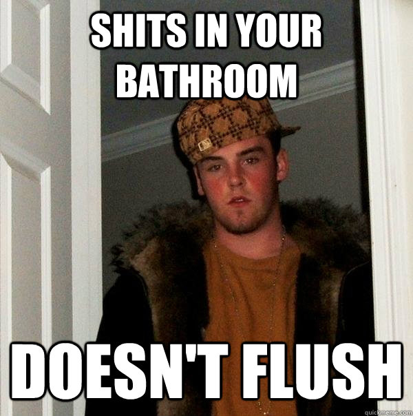 shits in your bathroom doesn't flush  Scumbag Steve