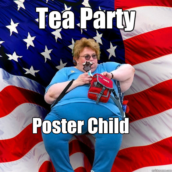 Tea Party Poster Child  Asinine American fat obese red state republican lady meme