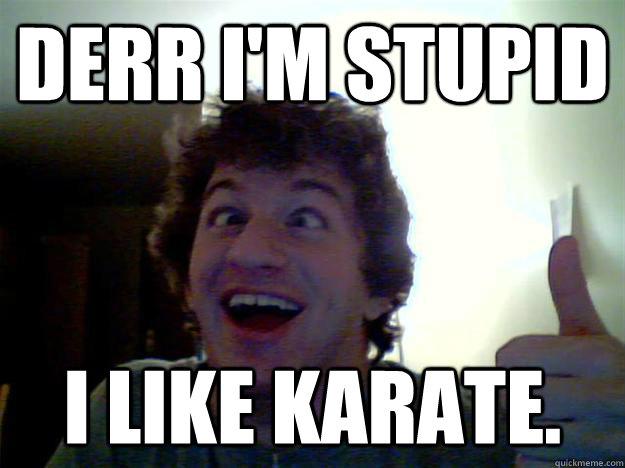 derr i'm stupid I like karate. - derr i'm stupid I like karate.  Lukes derp face.