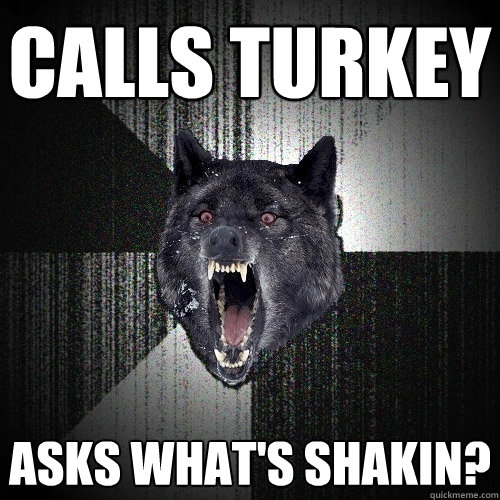 calls turkey asks what's shakin? - calls turkey asks what's shakin?  Insanity Wolf